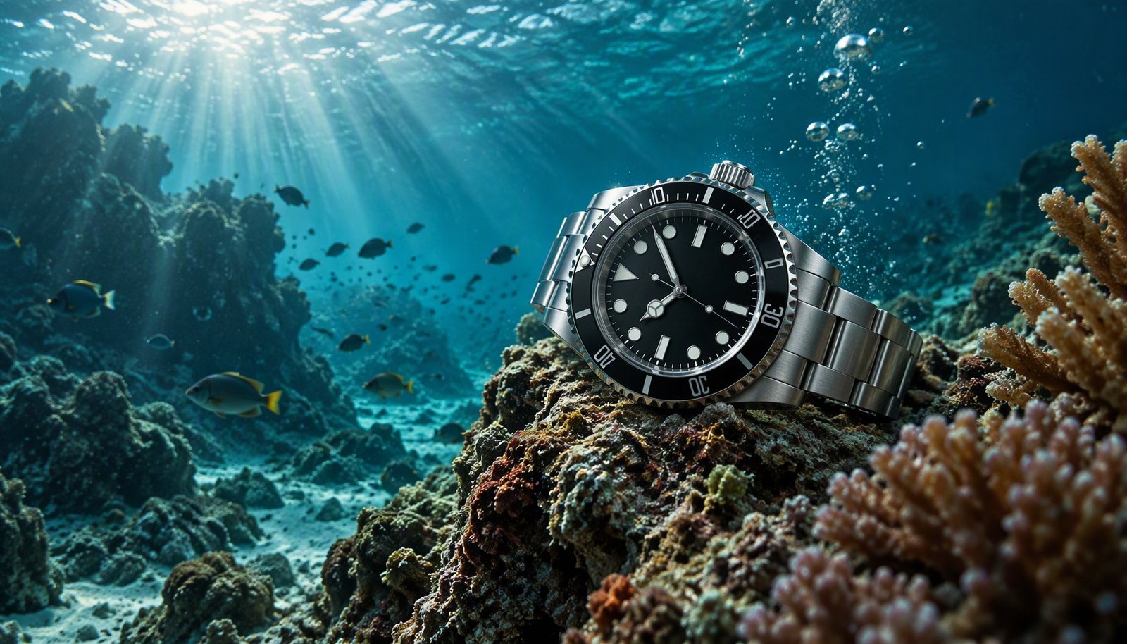 Luxury dive watch underwater